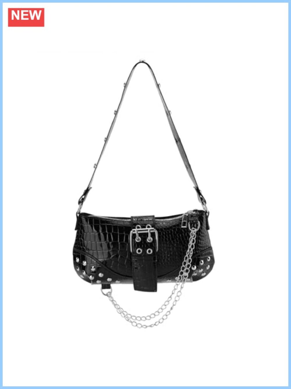 Studded PU Shoulder Bag Punk Y2K Faux Leather Mini Handbag Party
